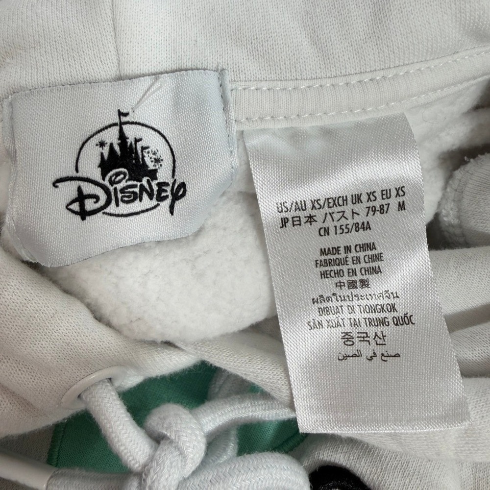 Disney Stitch Cropped Hoodie XS White Embroidered Y2K Kawaii Pullover - Picture 4 of 9